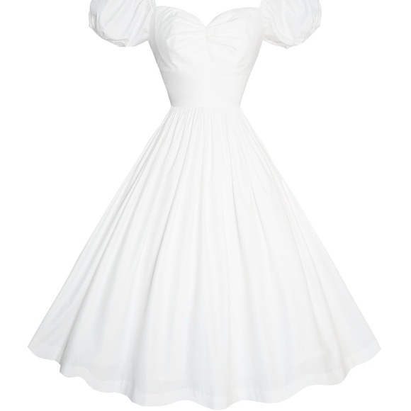 Valentina Dress by Hearts and Found Retro inspired White Puff Sleeve Dress XL - Picture 1 of 9